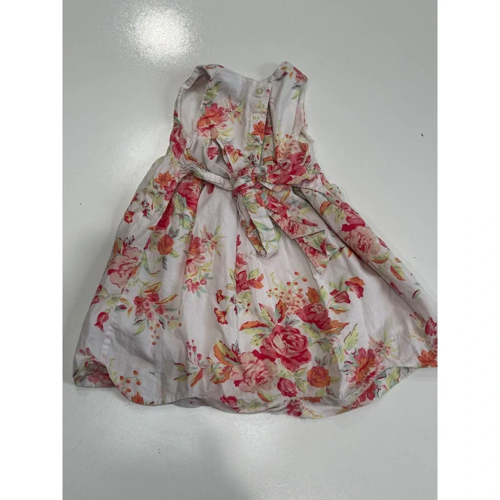 Ralph Lauren Baby Girl Floral Cotton Sun Dress Pink Orange White 12M